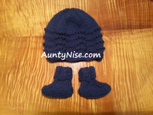 Feather Fan Beanie_Bootie_Pack NAVYBLUE - Small