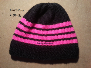 8ply StockinetteSt Hat (FluroPink+Black) - AuntyNise.com