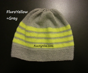 8ply StockinetteSt Hat (FluroYellow+Grey) - AuntyNise.com