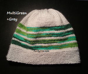 8ply StockinetteSt Hat (MultiGreen+Grey) - AuntyNise.com