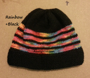 8ply StockinetteSt Hat (Rainbow1+Black) - AuntyNise.com