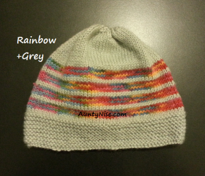 8ply StockinetteSt Hat (Rainbow1+Grey) - AuntyNise.com