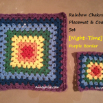 Rainbow Chakra Placemat & Coaster Sets (Purple Night-Time) - AuntyNise_com