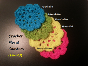 Rainbow Coasters Crochet (4 Fluros) - AuntyNise.com