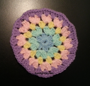 Granny Stitch - Circle Coaster - (Pastel Purple) - AuntyNise com
